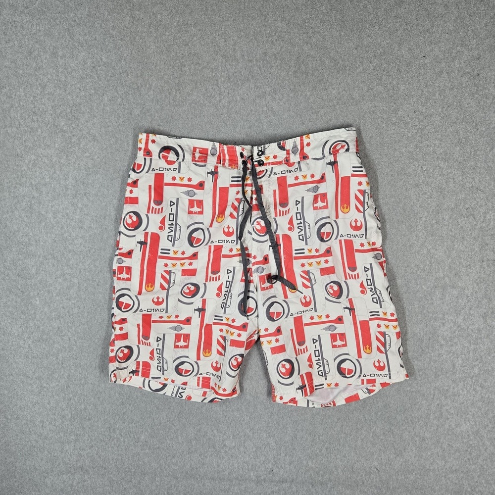 Star Wars Men Swimwear 2XL White Swim Trunks Graphic Logo